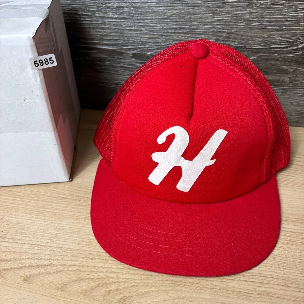 Vintage H Hat‎ Cap Snap Back Youth Red Letter H Trucker 90s